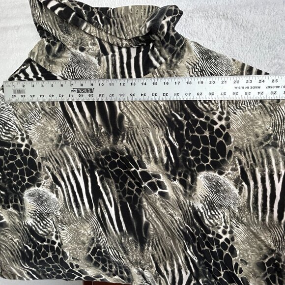 Lapis Womens Animal Print Long Sleeve Cowl Neck Tunic Top Medium Black Stretch - Picture 6 of 7